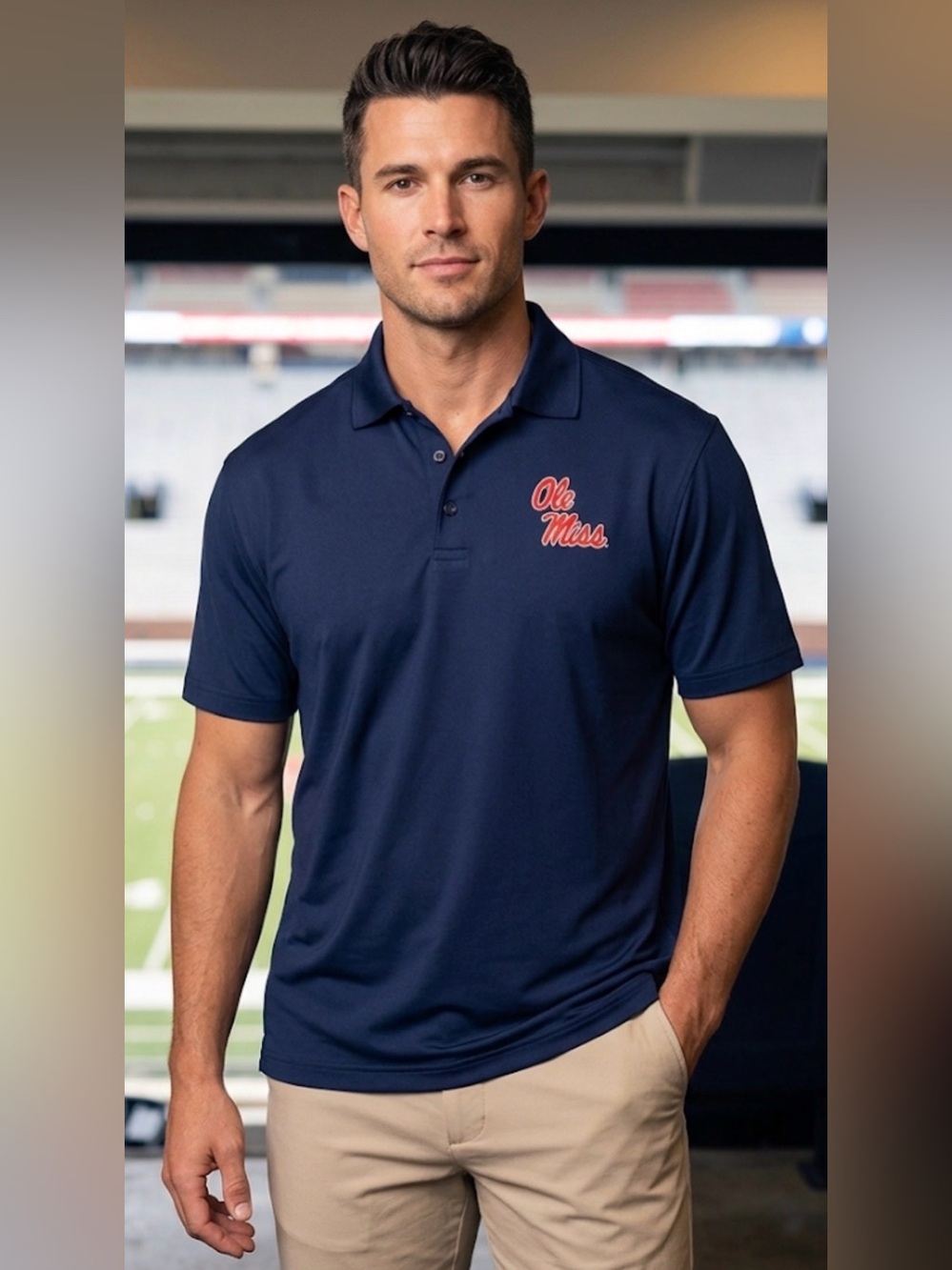 Under Armour Ole Miss Rebels Navy Polo Shirt